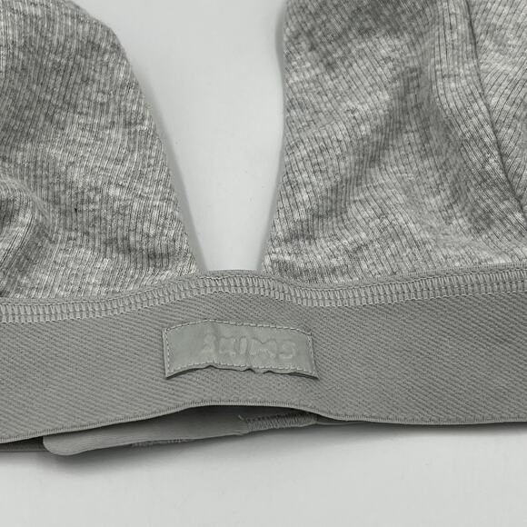 SKIMS Cotton Ribbed Plunge Bralette Light Heather Gray 2X - Picture 3 of 7
